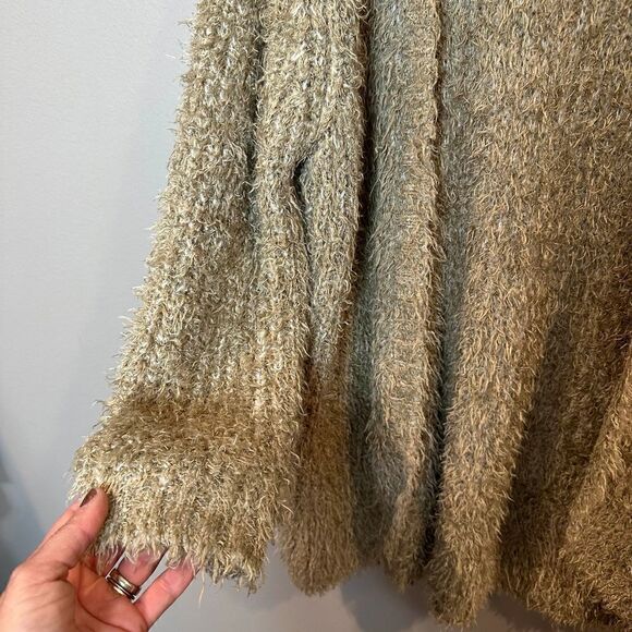 Kensie Tan Eyelash Knit Cardigan Sweater Medium - Picture 3 of 5